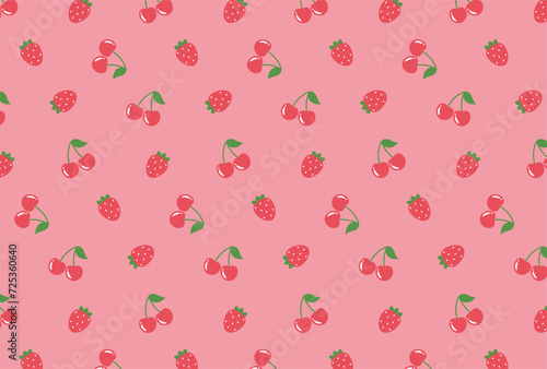 seamless pattern with cherries and strawberries for banners, cards, flyers, social media wallpapers, etc.