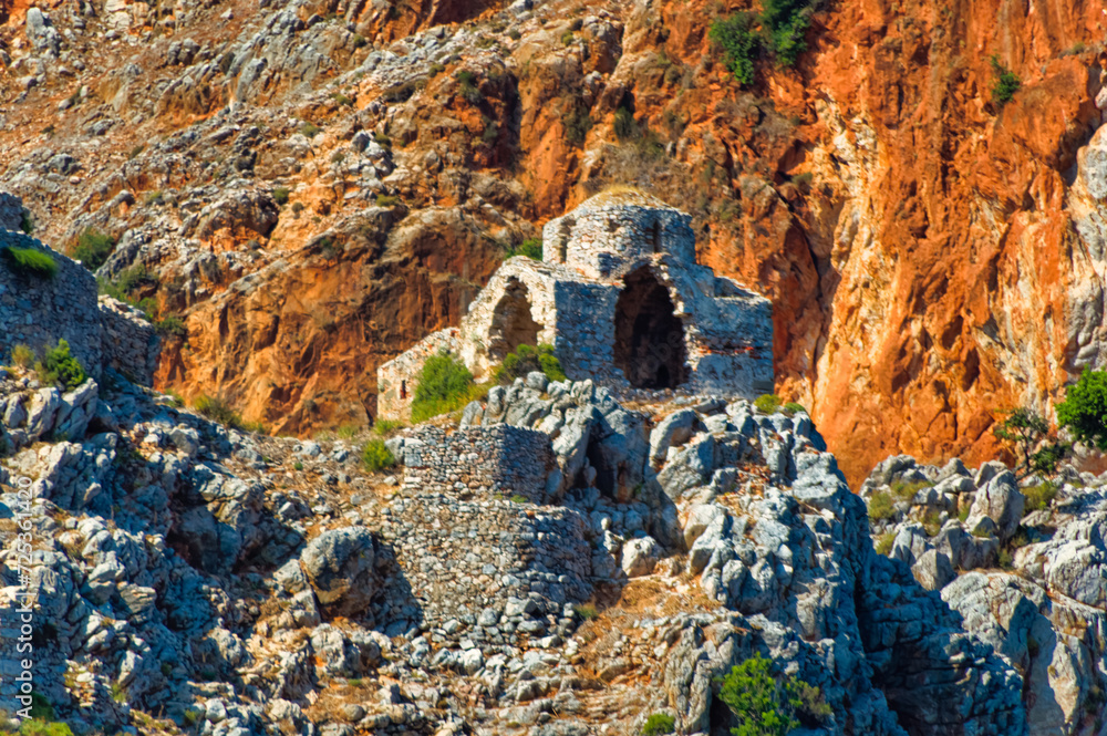 Remains of old fortress and other objects in Alanya, Turkey.