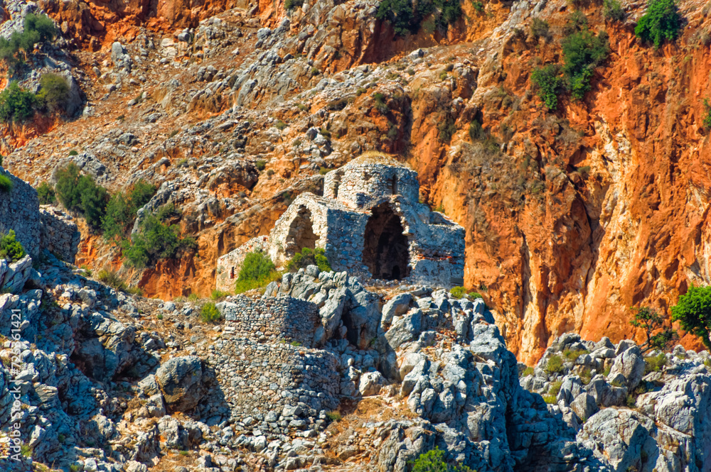 Remains of old fortress and other objects in Alanya, Turkey.