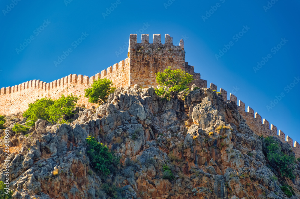 Remains of old fortress and other objects in Alanya, Turkey.