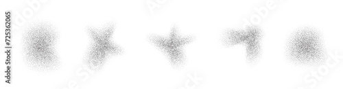 Gradient noise shapes. Grainy textures of liquid forms. Dotted blob elements. Vector isolated collection on white background.