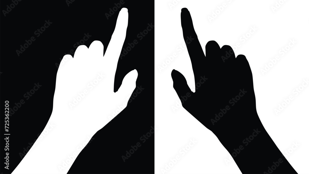 set of hand silhouettes isolated on white and black background, Vector collection of human hands of different gestures, hands gesturing black, Black hands silhouettes, vector illustration set of hand silhouettes isolated on white and black background, Vector collection of human hands of different gestures, hands gesturing black, Black hands silhouettes, vector illustration