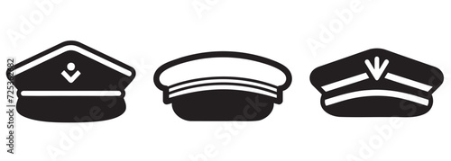 Set of black and white nautical cap logos