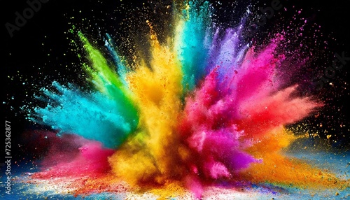 colorful background with stars, Colored powder explosion. Rainbow colors dust background. Multicolored powder splash background