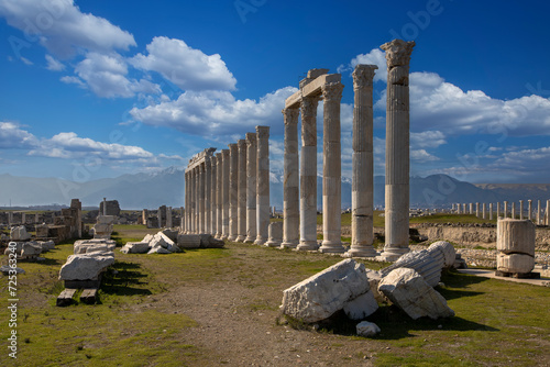 Columns in Laodicea on the Lycus Ancient City in Denizli City, Turkiye photo