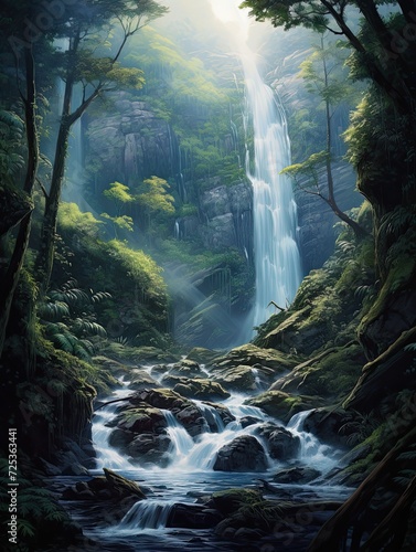 Majestic Waterfall Forest: Hidden Falls Wall Art