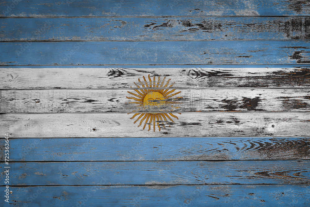 Φωτογραφία The national flag of Argentina is painted on uneven wooden  boards