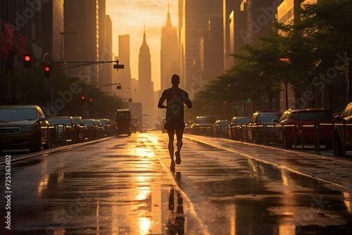 People jogging and running on the streets in the early morning. Sport is a healthy habit for mind and body