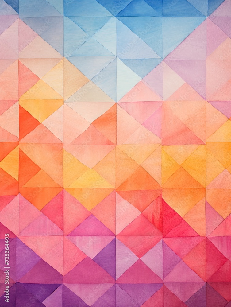 Obraz premium Modern Pastel Geometrics: A Sunset Painting with Geometric Gradient Design