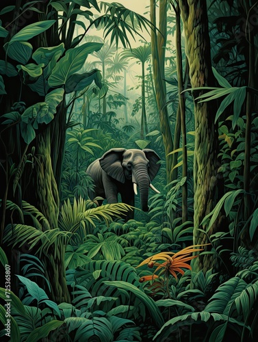 Rainforest Animal Illustrations  Vibrant Jungle Canopy Scenes with Field Painting