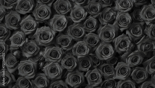A lot of beautiful black rose flowers all over the place, for a beautiful bright wall background