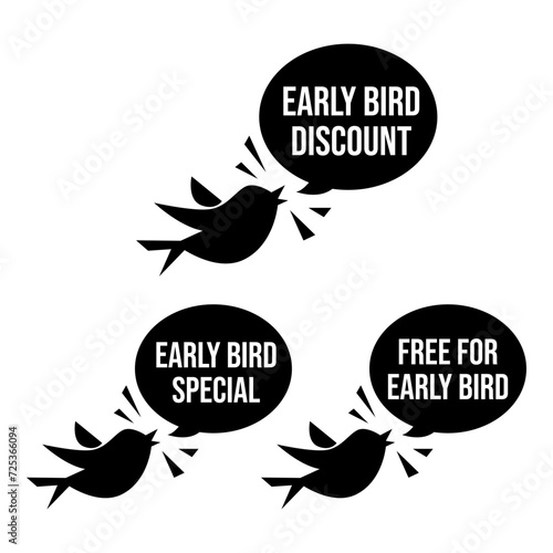 Discount offers shop marketing sale early bird art icon label design vector
