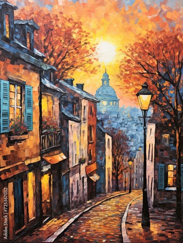 Romantic Paris Street Art: Montmartre Sunsets & Scenic Prints © Michael