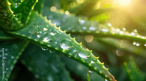 Drops of water on leaf of aloe © Rimsha