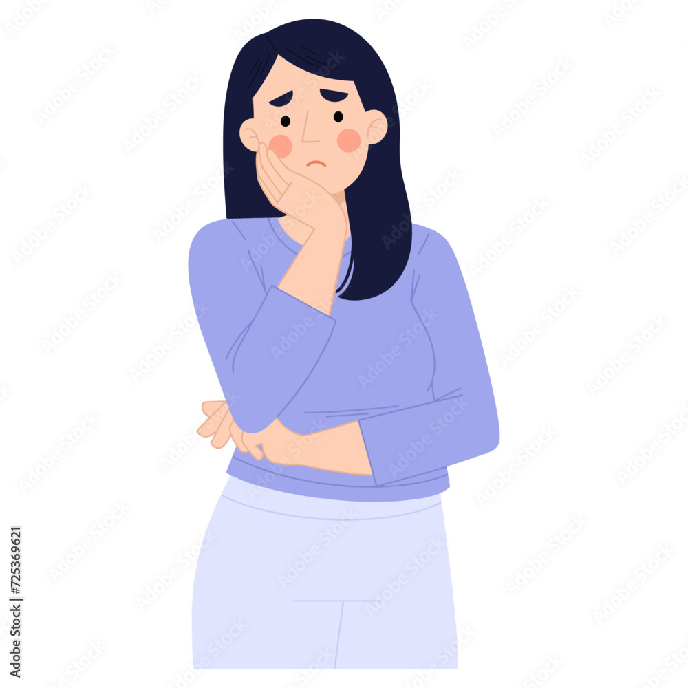 Vector illustration of sad and worried woman Vector illustration of sad and worried woman