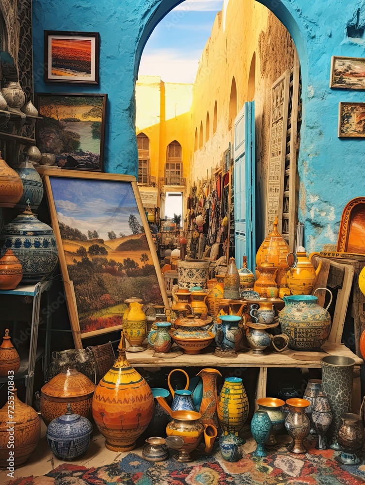 Vibrant Marrakech Market Scenes - Coastal Moroccan Markets Print Vibrant Marrakech Market Scenes - Coastal Moroccan Markets Print