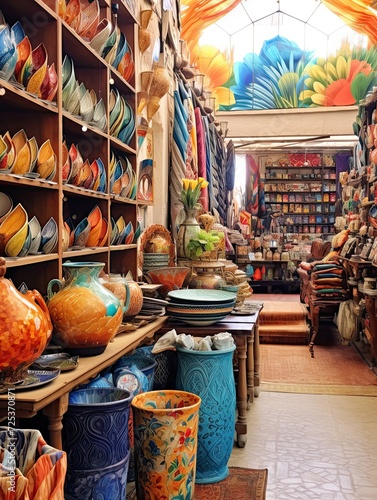 Vibrant Marrakech Market Scenes: Coastal Moroccan Ocean Wall Decor