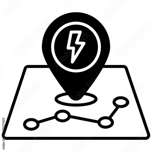 EV station glyph and line vector illustration