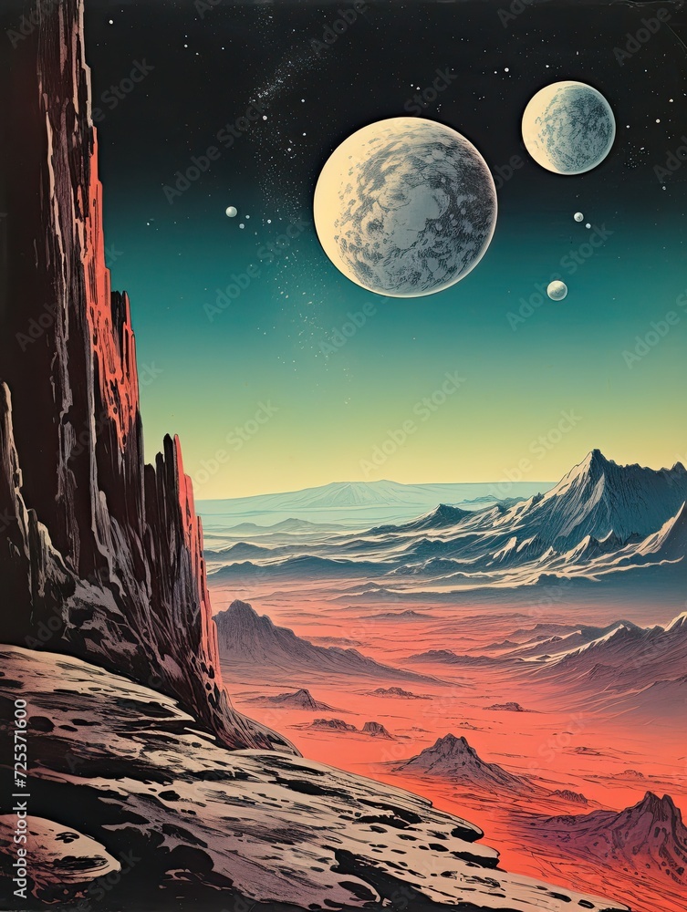 Vintage Space Exploration Posters: Captivating Scenic Vista Wall Art, Witness Earth from Space