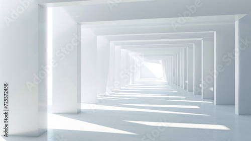Empty white room with geometric structure