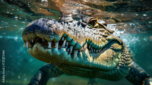 Crocodile under water.  © Vika art