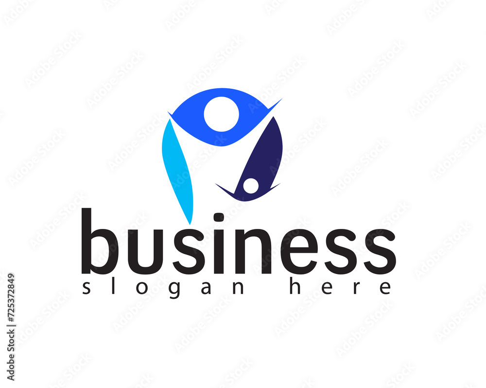 Fototapeta premium two people raised their hands logo design template