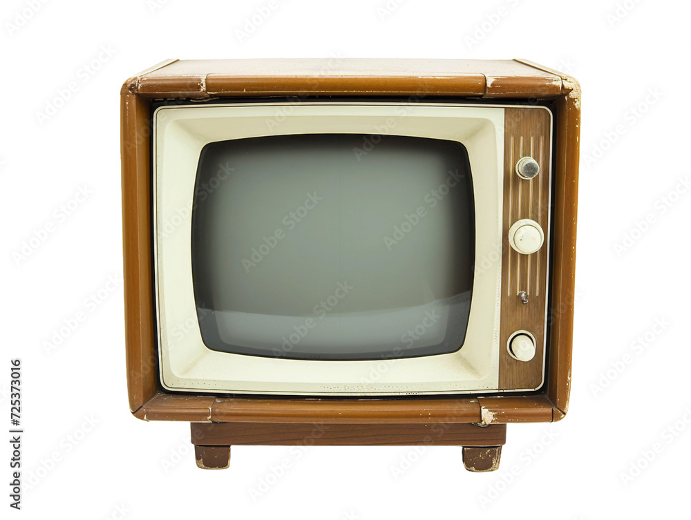Television, vintage, transparent background, isolated image, generative AI