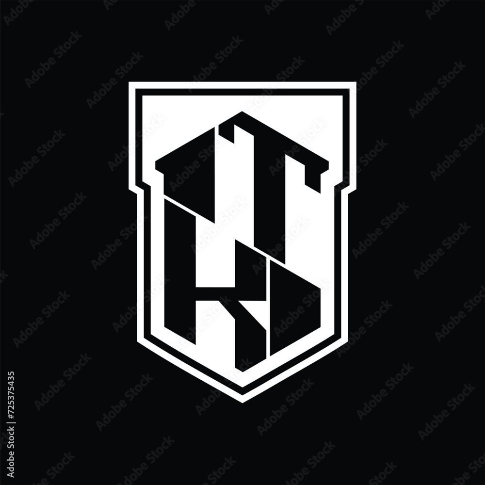TK Logo monogram hexagon geometric up and down inside shield isolated style design template TK Logo monogram hexagon geometric up and down inside shield isolated style design template