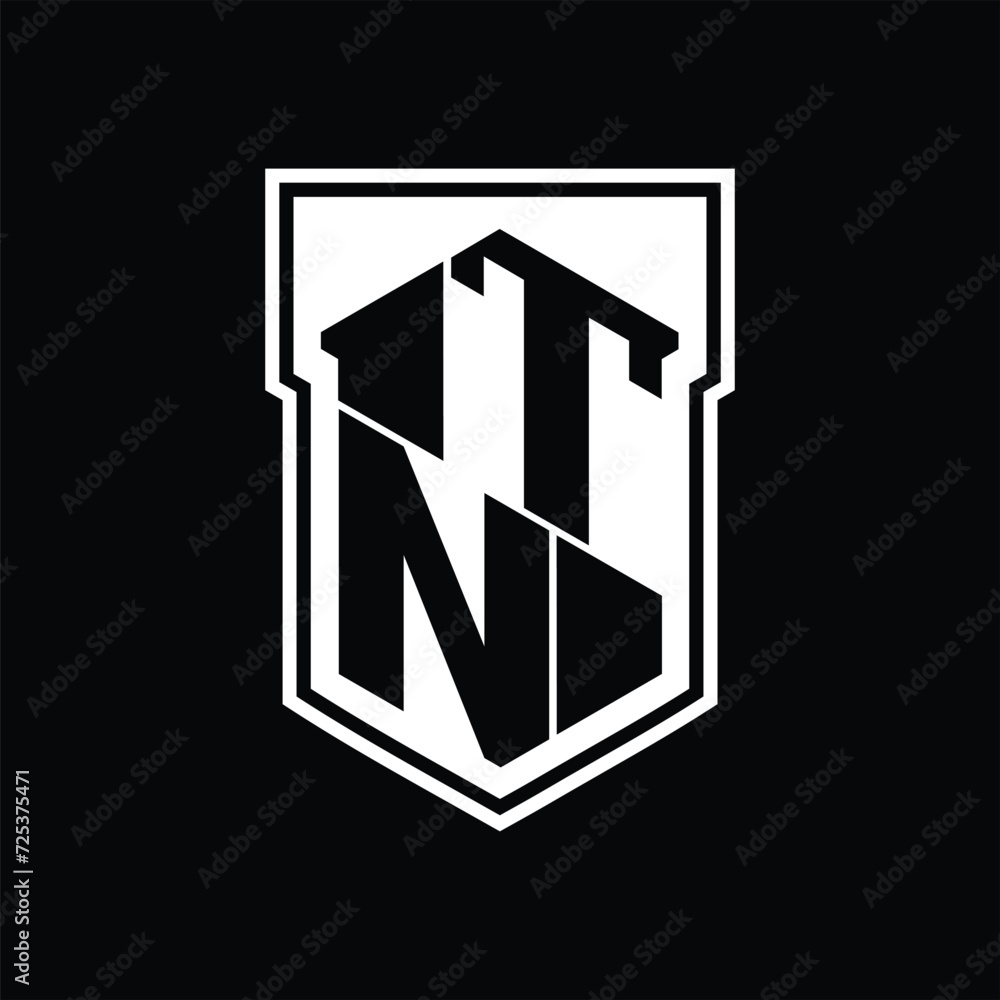 TN Logo monogram hexagon geometric up and down inside shield isolated style design template TN Logo monogram hexagon geometric up and down inside shield isolated style design template