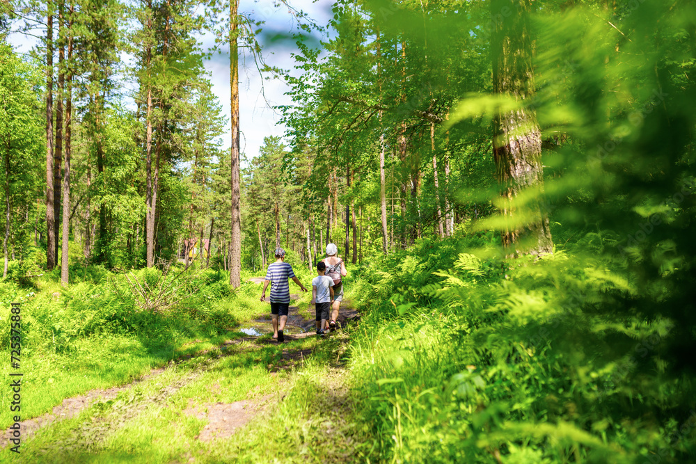 parent and child in the forest