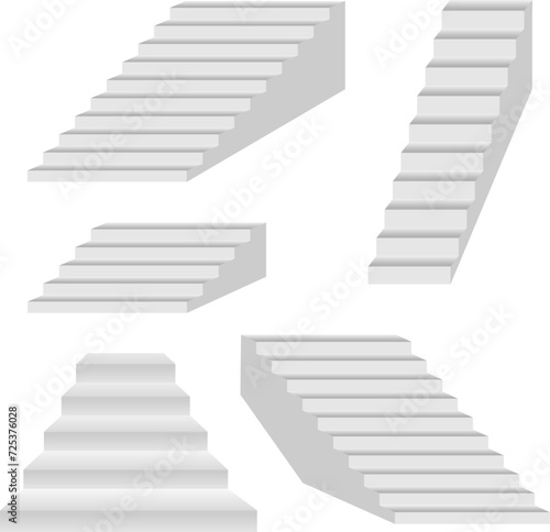 staircase in the house 3d interior staircases isolated on white background. the stair steps collection
