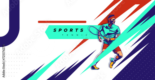 tennis ball athlete colored silhouette illustration. tennis court ball athlete illustration design. colored silhouette. design with a national sports concept