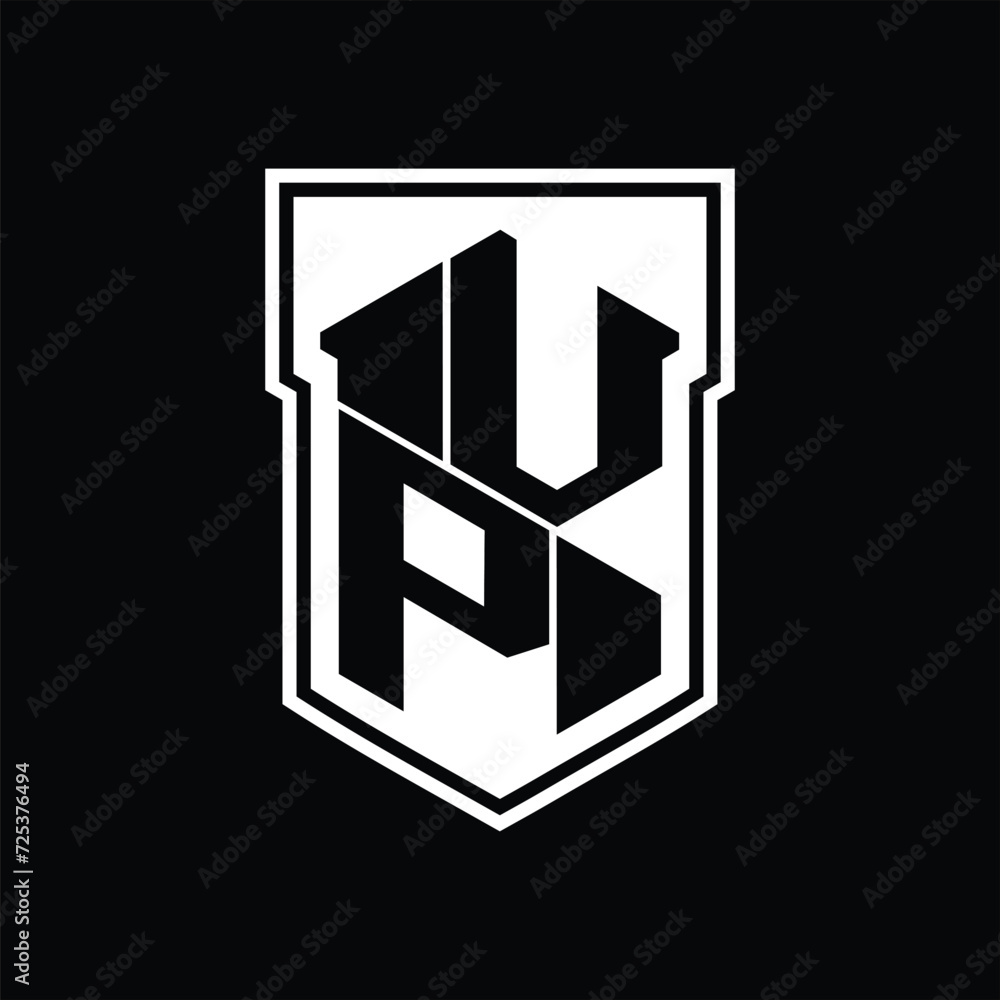 VP Logo monogram hexagon geometric up and down inside shield isolated style design template VP Logo monogram hexagon geometric up and down inside shield isolated style design template