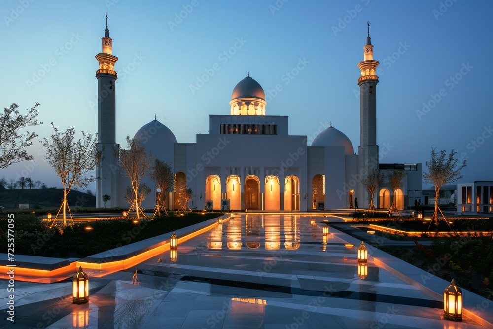 mosque is characterized by its magnificent domes and tall minarets