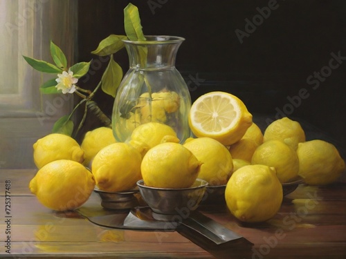 Ripe Yellow Lemons, yellow lemon, green lemon. 