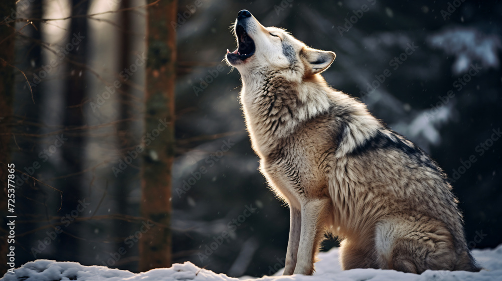 Gray Wolf making a howling sound