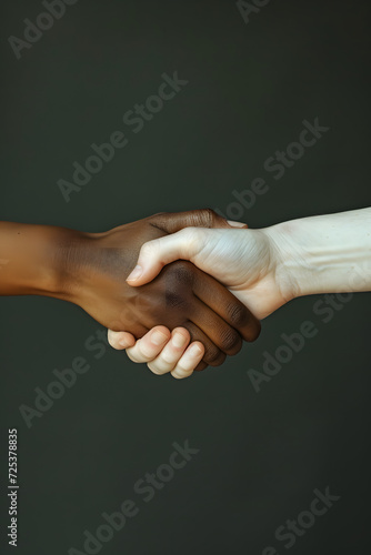 Harmonie dans la Diversité : Une Poignée de Main d'Excellence Entre Collègues Noirs et Blancs, IA Générative

 photo