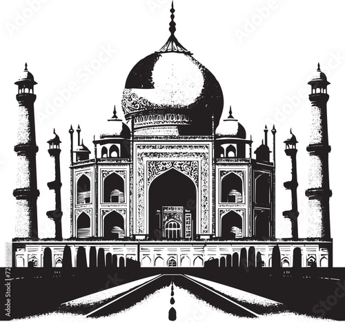 outline illustration of a taj mahal india