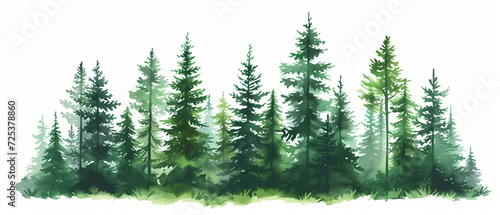 Illustration with high pines in fir trees © Rimsha