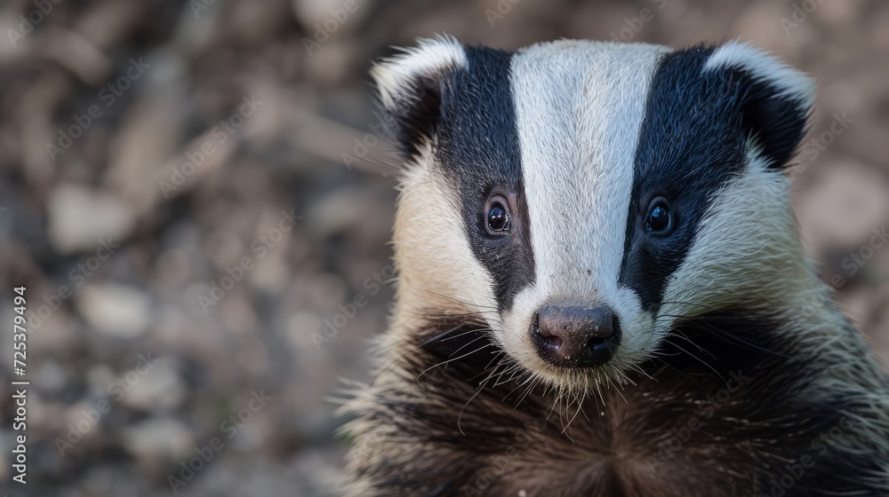 A furry badger is looking at the surroundings. A furry badger is looking at the surroundings.