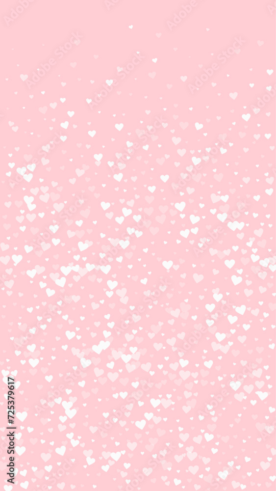 White hearts scattered on pink background.