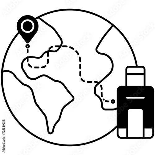 world tour glyph and line vector illustration