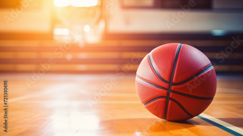 The basketball ball is on the basketball court as a healthy sport. Ai generate.