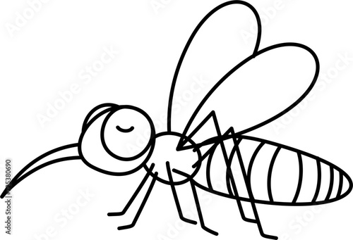 cute mosquito cartoon lineart