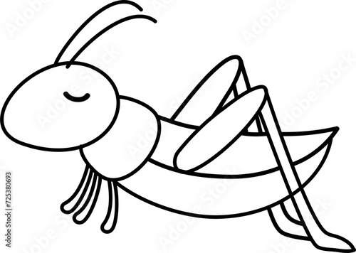 cute grasshopper cartoon lineart