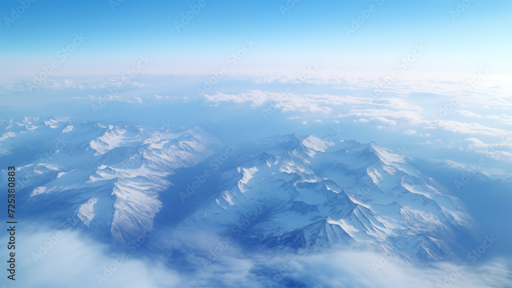 View of Snow Covered Mountain Landscape in Winter