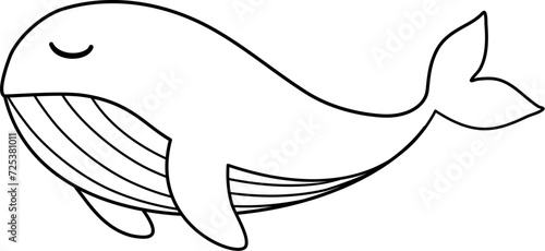 cute whale cartoon lineart