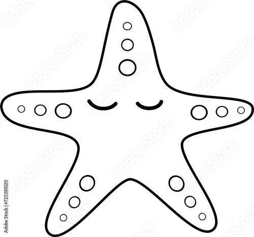 cute starfish cartoon lineart