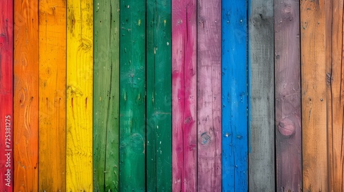 A multicolored wooden fence creates a colorful and multicolored background.