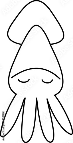 cute squid cartoon lineart